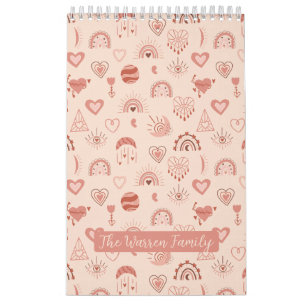Blush   Terracotta Boho Heart Thed Pattern Foto Kalender
