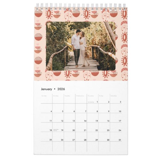 Blush | Terracotta Boho Heart Thed Pattern Foto Kalender (Jan 2026)