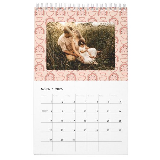 Blush | Terracotta Boho Heart Thed Pattern Foto Kalender (Mar 2026)