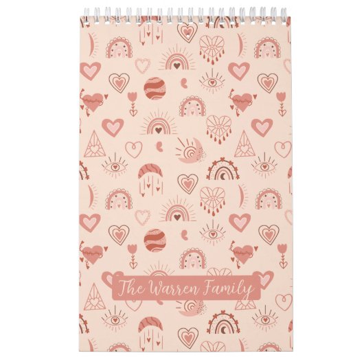 Blush | Terracotta Boho Heart Thed Pattern Foto Kalender (Hoes)