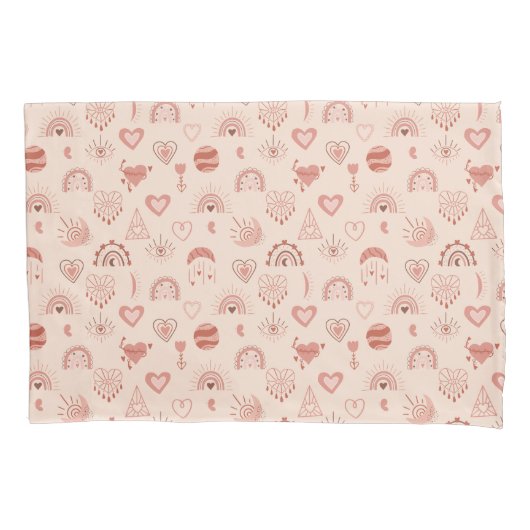 Blush | Terracotta Boho Heart Thed Pattern Kussensloop (Voorkant-Links)