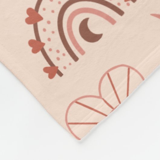 Blush | Terracotta Boho Heart Thed Pattern Name Fleece Deken (Hoek)