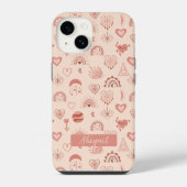 Blush | Terracotta Boho Heart Thed Pattern Name iPhone Hoesje (Achterkant)