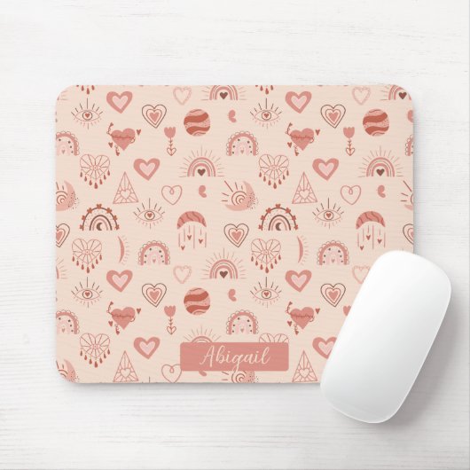 Blush | Terracotta Boho Heart Thed Pattern Name Muismat (Met muis)