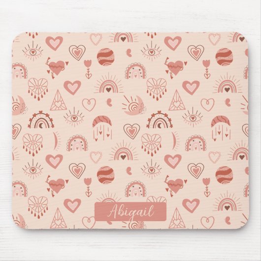 Blush | Terracotta Boho Heart Thed Pattern Name Muismat (Voorkant)