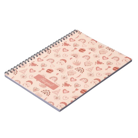 Blush | Terracotta Boho Heart Thed Pattern Name Notitieboek (Linkerzijde)