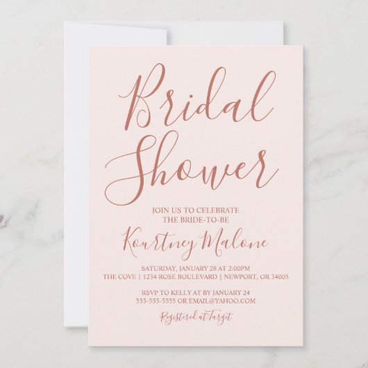 Blush & Terracotta Bridal Shower-uitnodiging Kaart (Voorkant)