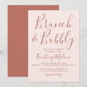 Blush & Terracotta Brunch & Bubble Vrijgezellenfee Kaart (Voorkant / Achterkant)