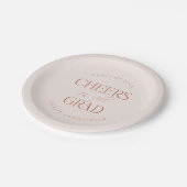 Blush Terracotta Gepersonaliseerde Cheers Afstudee Papieren Bordje (Gekanteld)