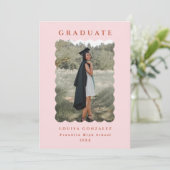 Blush & Terracotta Wavy Lijst Foto Afstuderen Aankondiging (Staand voorkant)