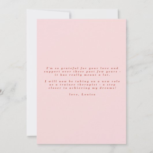 Blush & Terracotta Wavy Lijst Foto Afstuderen Aankondiging (Achterkant)