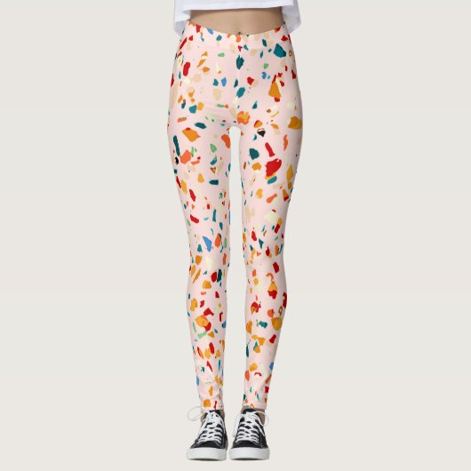 Blush Terrazzo | Roze selectieve specerijen | ABST Leggings (Voorkant)
