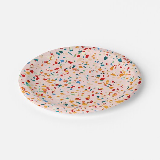 Blush Terrazzo | Roze selectieve specerijen | ABST Papieren Bordje (Gekanteld)