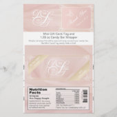 Blush Theme Snoep Bar Wrapper & Gift Kaart/Label Flyer (Voorkant)