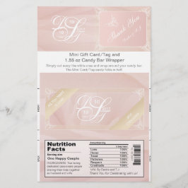 Blush Theme Snoep Bar Wrapper & Gift Kaart/Label Flyer