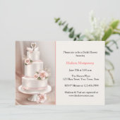 Blush Tiered Cake, Rozen, Swans, Vrijgezellenfeest Kaart (Staand voorkant)