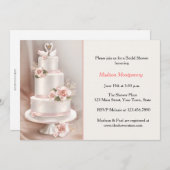 Blush Tiered Cake, Rozen, Swans, Vrijgezellenfeest Kaart (Voorkant / Achterkant)