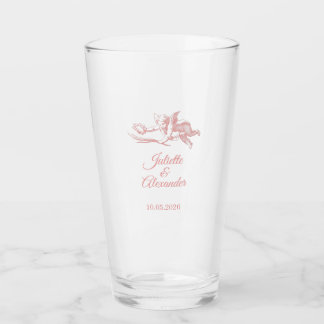 Blush Toile de Jouy Wedding Glass Cup with Cherub Glas