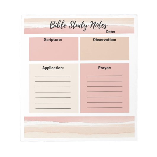 Blush Tones Bijbelstudie Notities Notitieblok (Voorkant)