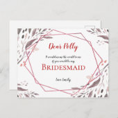 Blush Tones Bladeren/Geometrische/bruidsmeisje Ver Briefkaart (Voorkant / Achterkant)