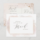 BLUSH TOUCH MAID OF HONOR BRIEFKAART. UITNODIGING BRIEFKAART (Voorkant / Achterkant)