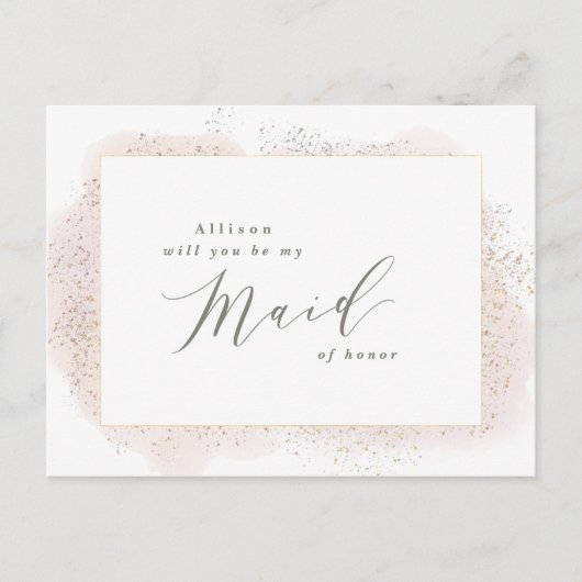 BLUSH TOUCH MAID OF HONOR BRIEFKAART. UITNODIGING BRIEFKAART (Voorkant)