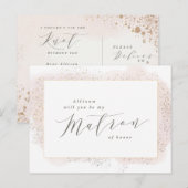 BLUSH TOUCH MATRON VAN HET BRIEFKAART. UITNODIGING BRIEFKAART (Voorkant / Achterkant)