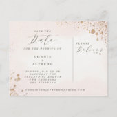 BLUSH TOUCH SAVE THE DATE BRIEFKAART. AANKONDIGINGSKAART (Achterkant)
