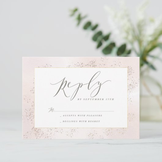 Blush-touchantwoordkaart RSVP Kaartje (Staand voorkant)