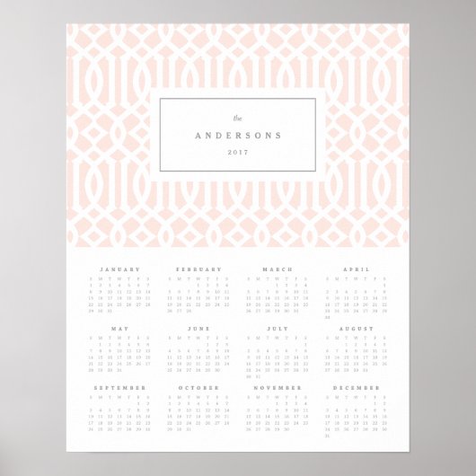 Blush Trellis 16x20 2017 Jaarkalender Poster (Voorkant)