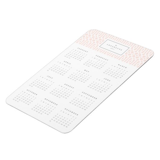 Blush Trellis 4x6 jaarlijkse kalender magneet (Linkerzijde)
