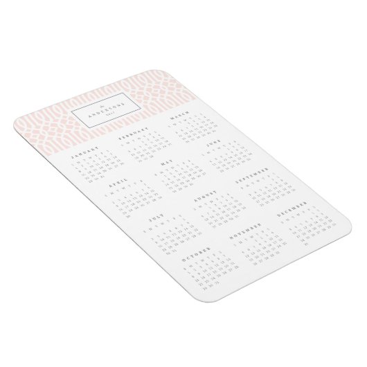Blush Trellis 4x6 jaarlijkse kalender magneet (Rechterzijde)