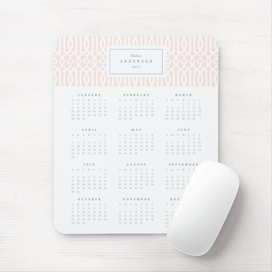 Blush Trellis Yarly Calendar Mousepad Muismat (Met muis)