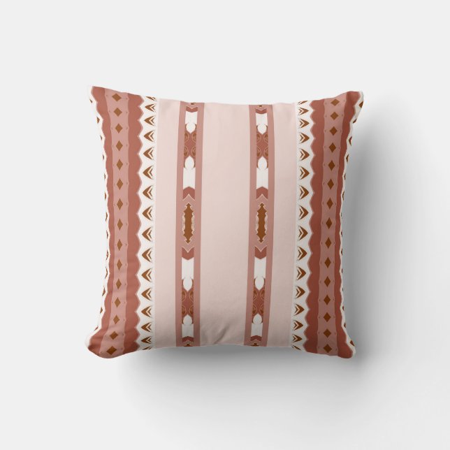 Blush Tribal Strepen – Rose Brow Geometrisch Kussen (Voorkant)