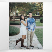 Blush Tropical Greenery Photo Wedding  Drieluik Uitnodiging (Binnenkant midden)