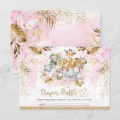 Blush Tropical Safari Baby shower Diaper Raffle Informatiekaartje (Voorkant / Achterkant)