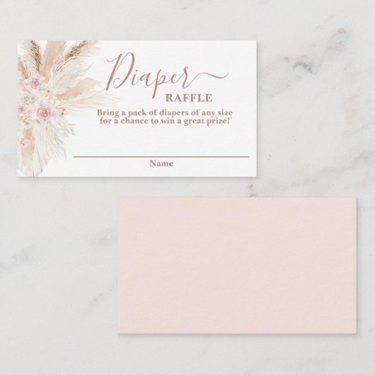 Blush Tropisch baby shower Diaper Raffle Kaart (Voorkant / Achterkant)