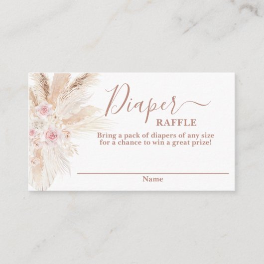 Blush Tropisch baby shower Diaper Raffle Kaart (Voorkant)