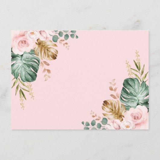 Blush Tropische Boho Elephant Baby Diaper Raffle Informatiekaartje (Achterkant)