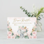 Blush Tropische Boho Elephant Baby Diaper Raffle Informatiekaartje (Staand voorkant)