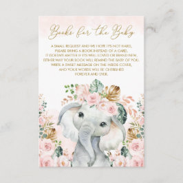 Blush Tropische Floral Elephant Breng een boek mee Informatiekaartje