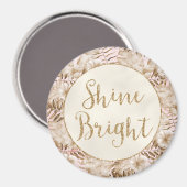 Blush Tropische Floral Gold Glitter Shine Magneet (Voorkant / Achterkant)