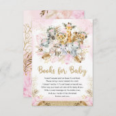 Blush Tropische Oerwoud Baby shower Books for Baby Informatiekaartje (Voorkant / Achterkant)