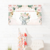 Blush Tropische olifant Floral Greenery Baby Girl Spandoek (Insitu)