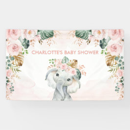Blush Tropische olifant Floral Greenery Baby Girl Spandoek