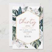 Blush Tropische palm Pampas 30th Birthday Invi Kaart (Voorkant)