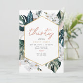 Blush Tropische palm Pampas 30th Birthday Invi Kaart (Staand voorkant)
