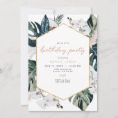 Blush Tropische palm Pampas Birthday Party Kaart (Voorkant)