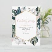 Blush Tropische palm Pampas Birthday Party Kaart (Staand voorkant)