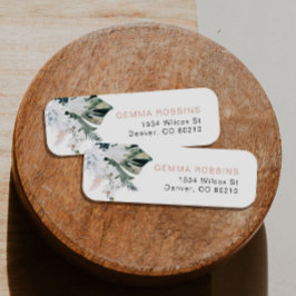 Blush Tropische palm Pampas Return Address Etiket